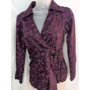 Apt 9 black purple whimsigoth dark romantic dressy floral lace office work PS